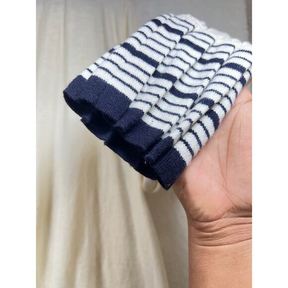 Talbots Cream Navy Stripe Pleated Cashmere Cardigan Sweater Women XLP XL Petite - Picture 6 of 13